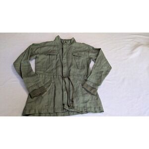 MICHAEL STARS Linen Jacket WOMEN'S OLIVE GREEN SAFARI DRAWSTRING WAIST‎ SZ S